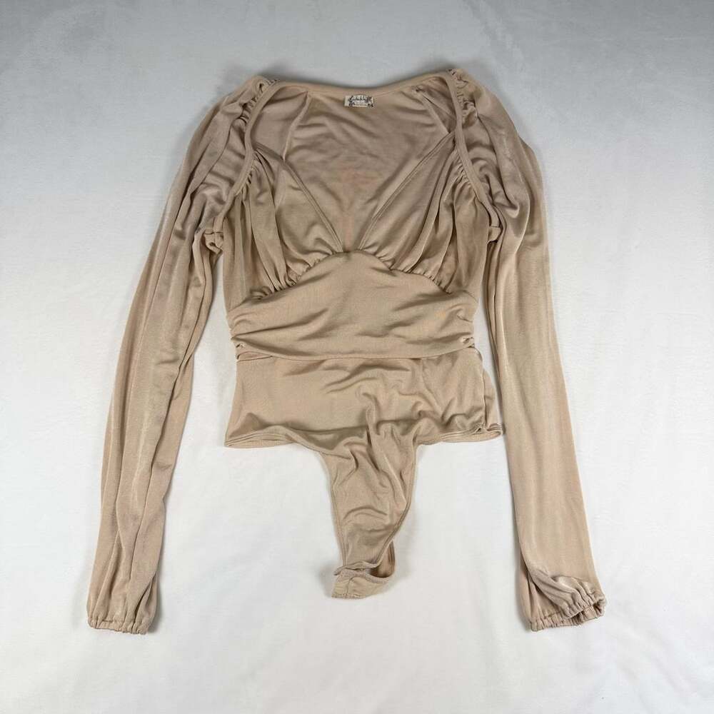 Intimately Free People Bodysuit Size M Beige Long Sleeve